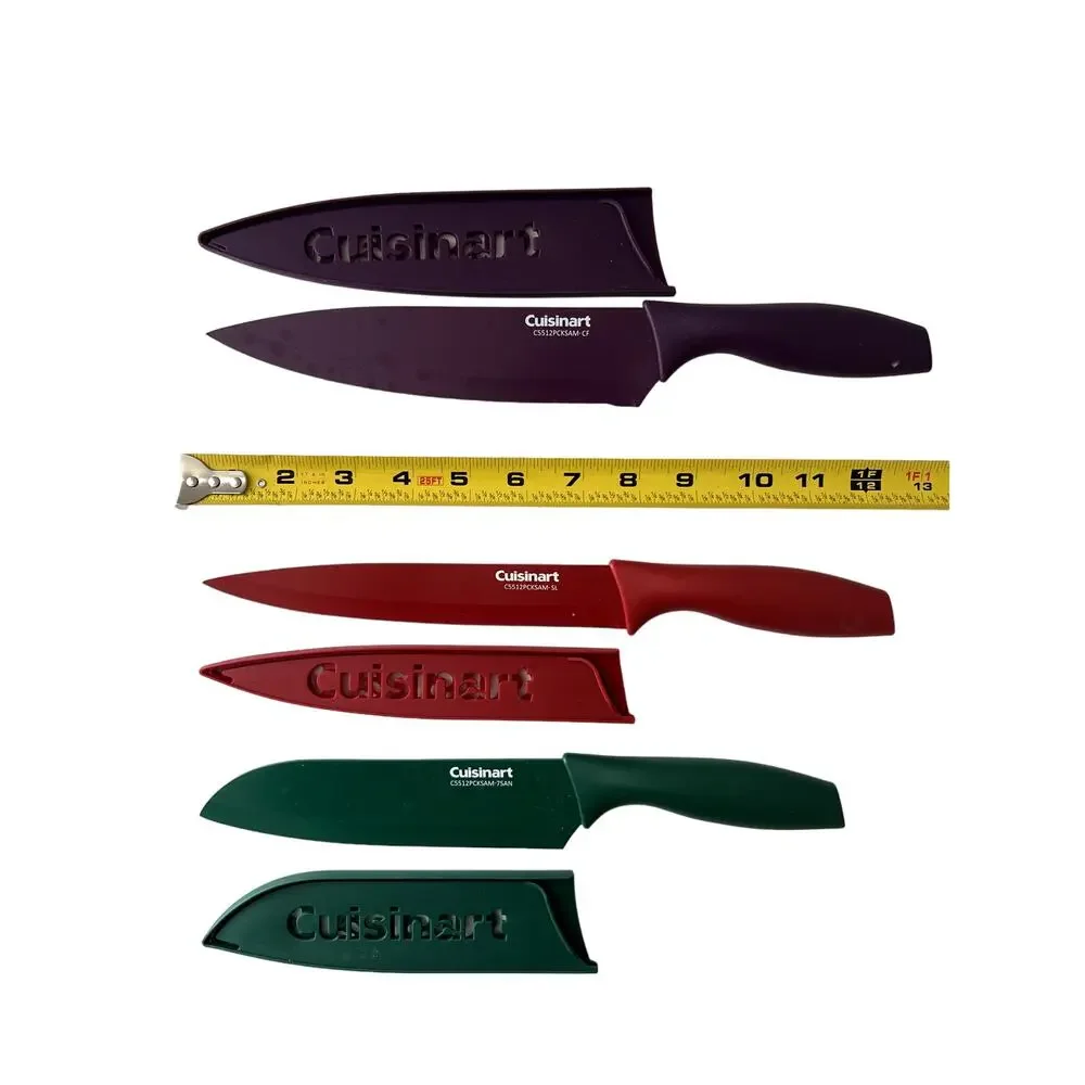 Cutlery Cuisinart Set Of 3 Colorful Knives With Hard Sheath Covers Excellent